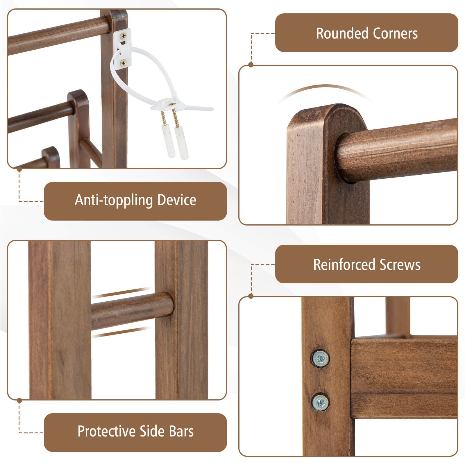 Freestanding Wood Towel Rack with 3 Individual Bars and Bottom Storage Shelf